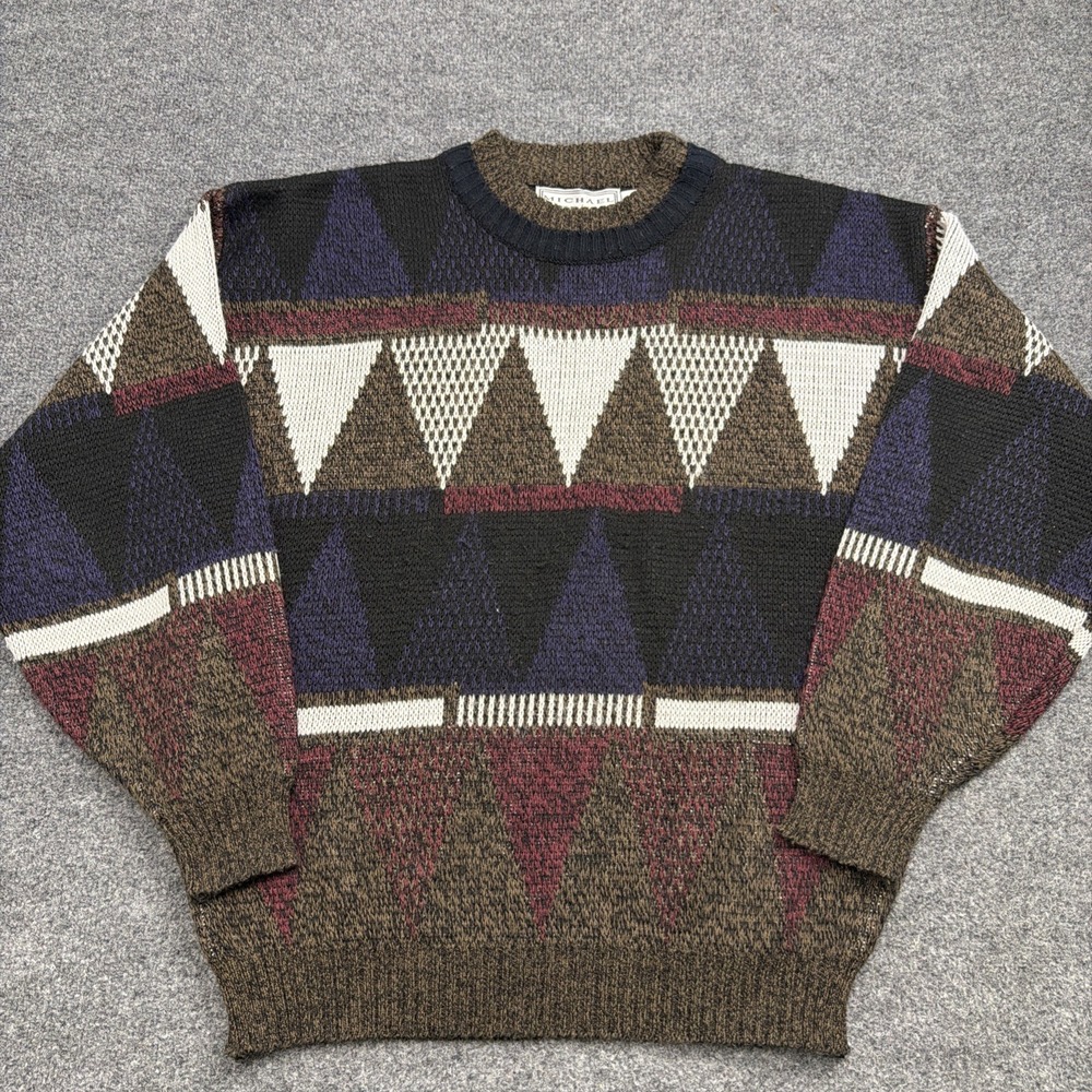 VINTAGE Michael Gerald Sweater Men's Large Knit Pullover 100% Acrylic Grandpa